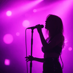 backlit singer with pink lights to demonstrate color psychology