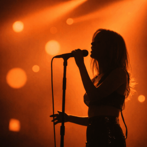 backlit singer with orange lights to demonstrate color psychology