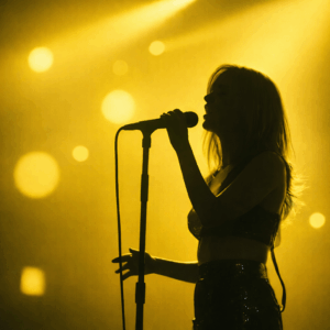 backlit singer with yellow lights to demonstrate color psychology